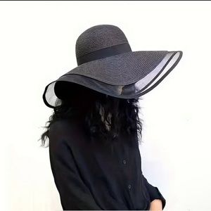 Summer Straw Lace Wide Brim Maxi Hat 👒